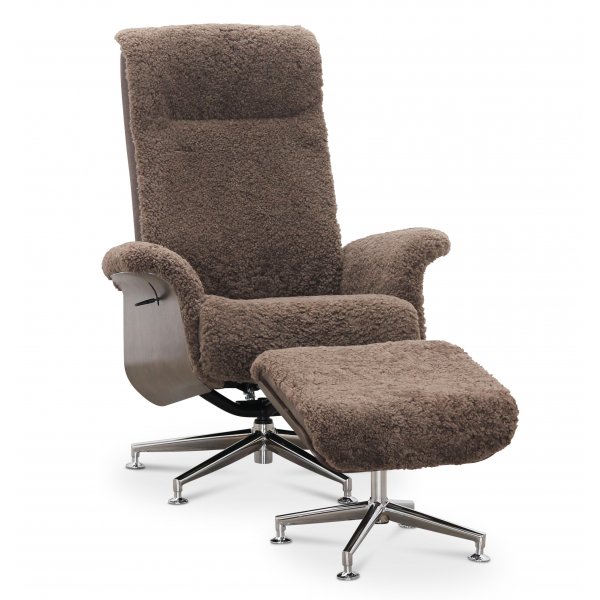 Nojatuoli jalkarahilla aitoa lampaannahkaa, tammea/ruskeaa - Ulla Nojatuoli jalkarahilla aitoa lampaannahkaa, tammea/ruskeaa - Ulla