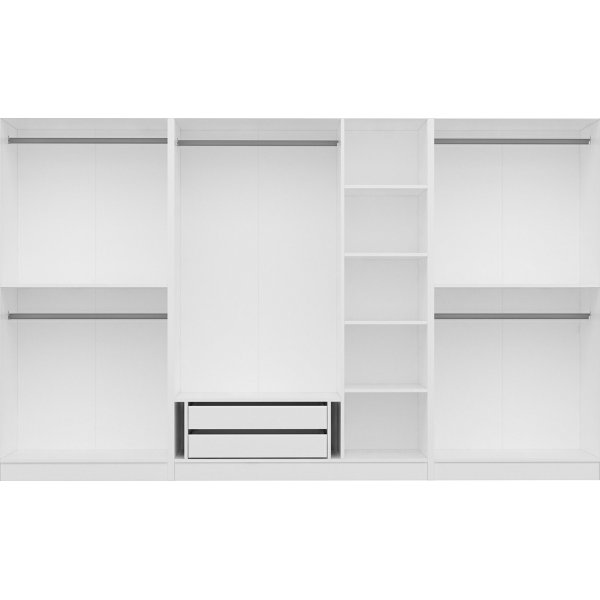 Cikani vaatekaappi peiliovella, 315x52x210 cm - Valkoinen Cikani vaatekaappi peiliovella, 315x52x210 cm - Valkoinen