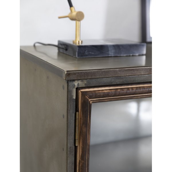 Metallinen Industry-vitriinikaappi (Lowboard) - Puu / Metalli / Lasi