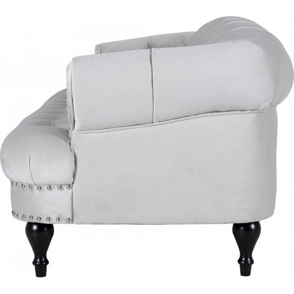 Sohva 3-istuttava chesterfield beige sametti Sohva 3-istuttava chesterfield beige sametti