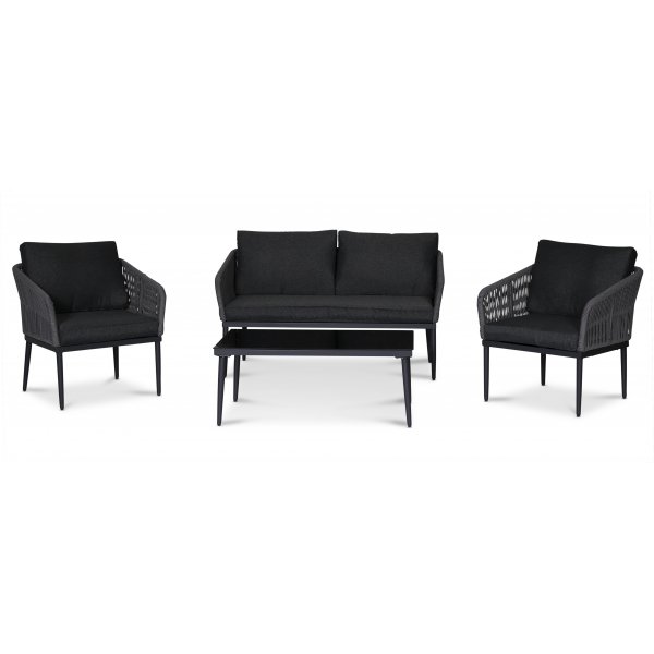 Molde-loungeryhm pydll - Musta/harmaa kysi + Huonekalujen jalat