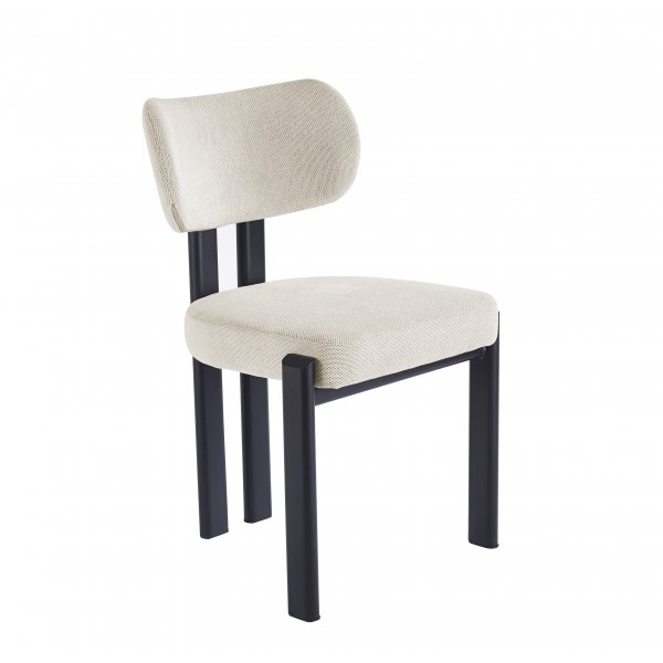 Callum-ruokatuoli beige kangasta, mustat jalat