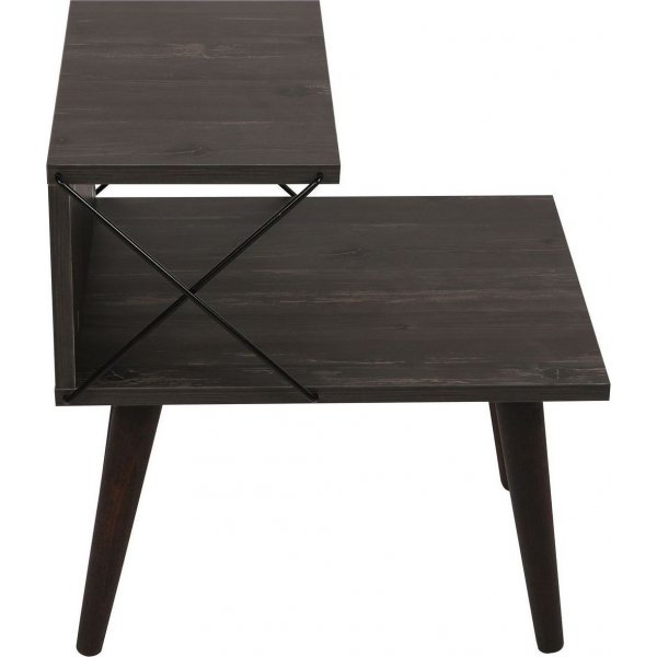Ristikkäinen yöpöytä - tummanruskea Ristikkäinen yöpöytä - tummanruskea