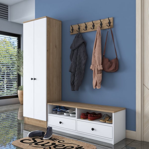 Muodikkaat aulakalusteet - Valkoinen/p�hkin�