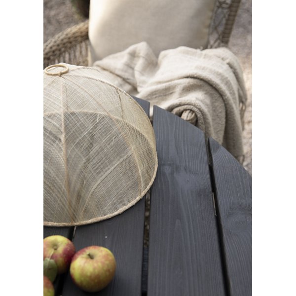 Ulkoryhmä: musta pyöreä ruokapöytä Ø112 cm ja 4 nojatuolia Ulkoryhmä: musta pyöreä ruokapöytä Ø112 cm ja 4 nojatuolia