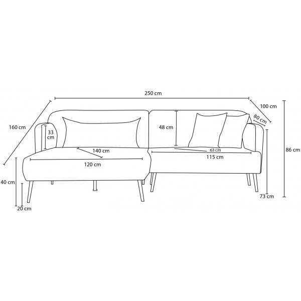 Revos divaani sohva vasen - turkoosi Revos divaani sohva vasen - turkoosi