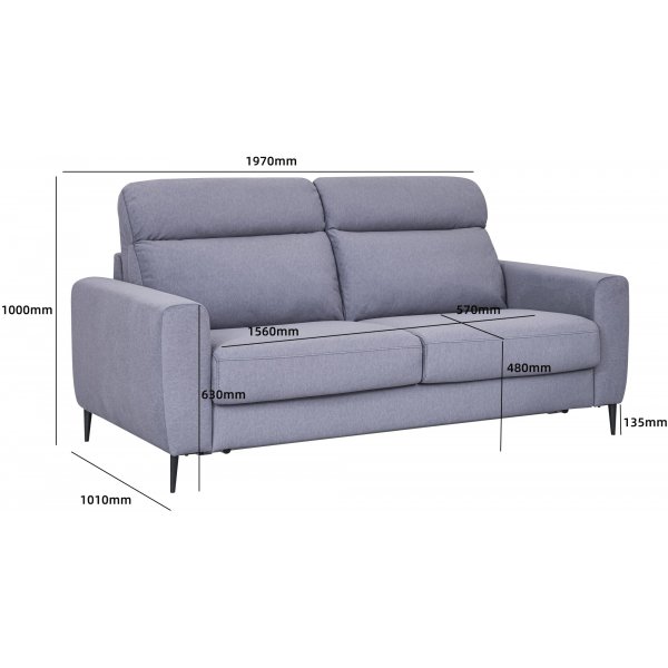 Vuodesohva, edest verhoiltu - Harmaa Hoven