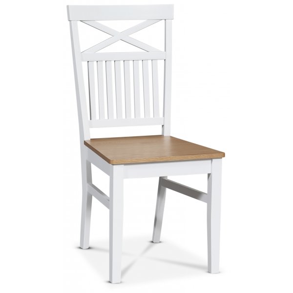 Gåsö ruokaryhmä: Pöytä 160/210 cm sisältäen 6 Fårö tuolia ristillä - Valkoinen/tammi + 6.00 x Tuolin tyyny Gåsö ruokaryhmä: Pöytä 160/210 cm sisältäen 6 Fårö tuolia ristillä - Valkoinen/tammi + 6.00 x Tuolin tyyny