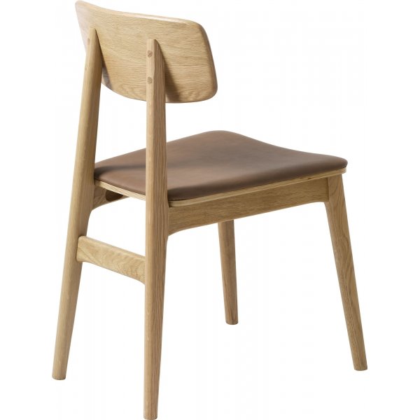 Ruokatuoli Kleppen ljytyss tammirungossa ja ruskealla PU-istuimella