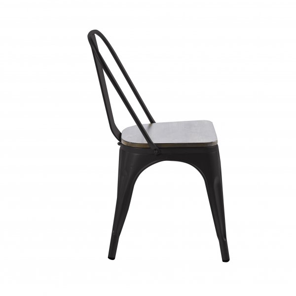 Iris-ruokatuoli mustaa metallia ja puinen istuin Iris-ruokatuoli mustaa metallia ja puinen istuin