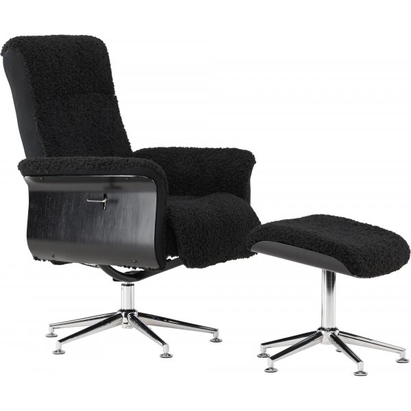 Hagön lepotuoli jalustalla - musta / kromi + Huonekalujen puhdistus Hagön lepotuoli jalustalla - musta / kromi + Huonekalujen puhdistus