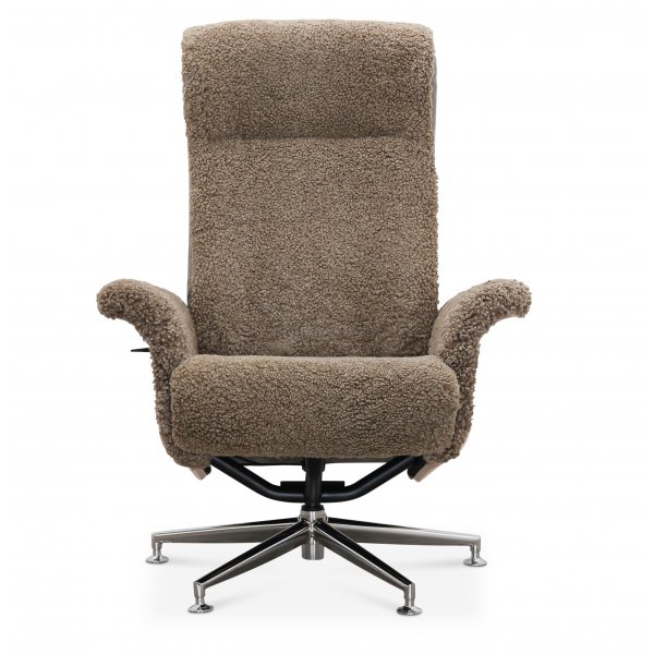 Nojatuoli jalkarahilla aitoa lampaannahkaa tammea/tummanbeigeä - Ulla Nojatuoli jalkarahilla aitoa lampaannahkaa tammea/tummanbeigeä - Ulla