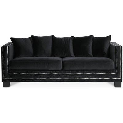 Cloude 2-istuttava sohva niittikoristeilla - Musta (sametti)