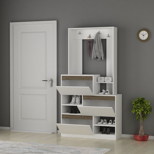 Pilko aulakalusteet - Valkoinen/p�hkin�