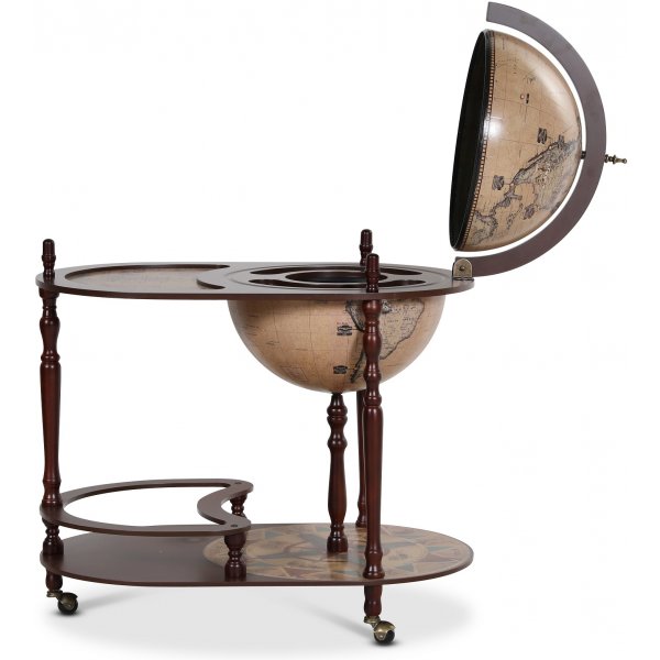 Da Vinci -tarjoiluvaunu karttapallo/baari 81 cm - mahonki / vaalea