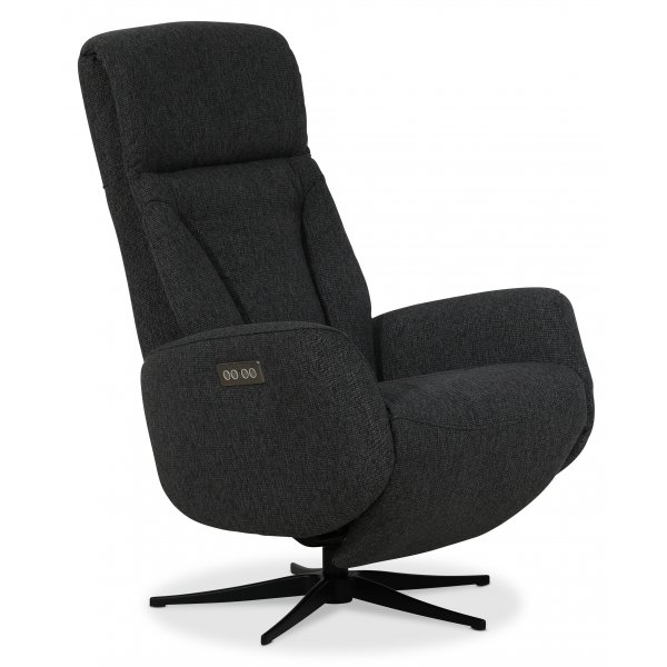 Ylellinen Comfort-recliner, nojatuoli (2 shkmoottoria), sisnrakennettu jalkatuki - Tummanharmaa kangas