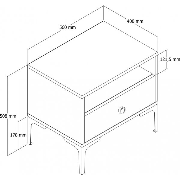 Lissabon yöpöytä - pähkinä/valkoinen Lissabon yöpöytä - pähkinä/valkoinen