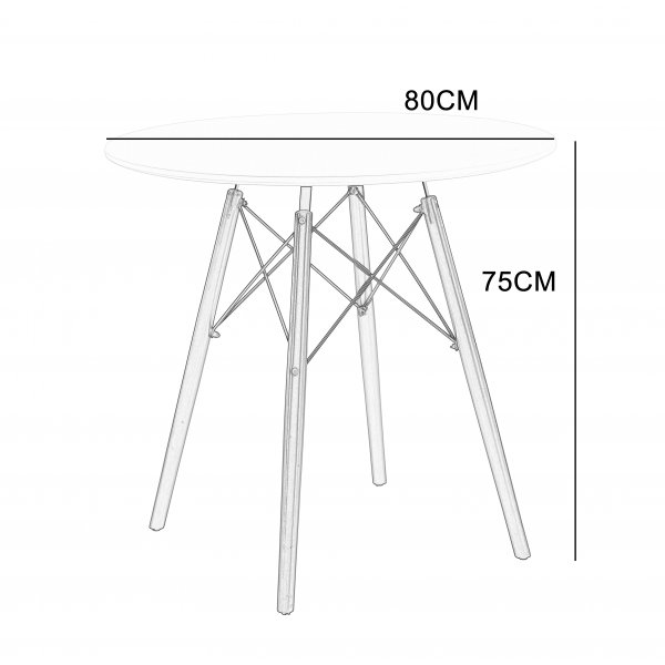 Vilgot pyöreä ruokapöytä Ø80 cm - Valkoinen / Puu Vilgot pyöreä ruokapöytä Ø80 cm - Valkoinen / Puu
