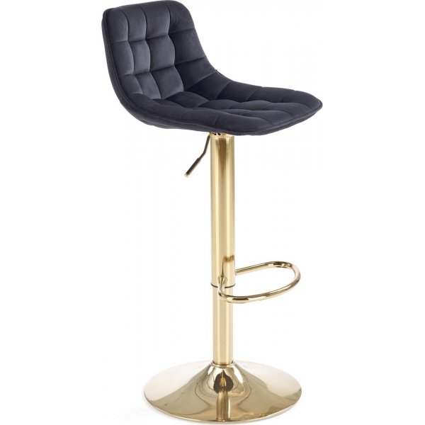 Baarituoli musta sametti kultaisilla jaloilla - Istuinkorkeus 62-84 cm