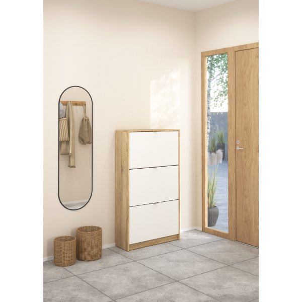 Lisa kenk�kaappi, jossa 3 ovea - Valkoinen / puu