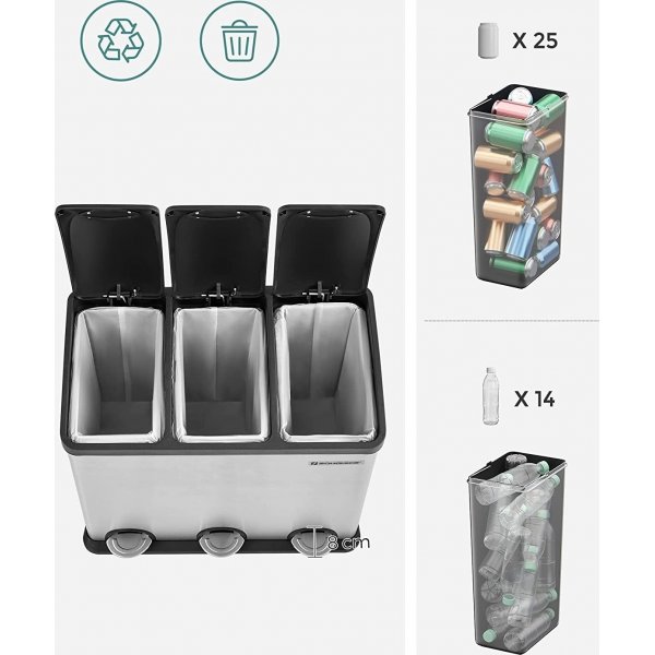 Luan roskakori 54 l - Hopea/musta