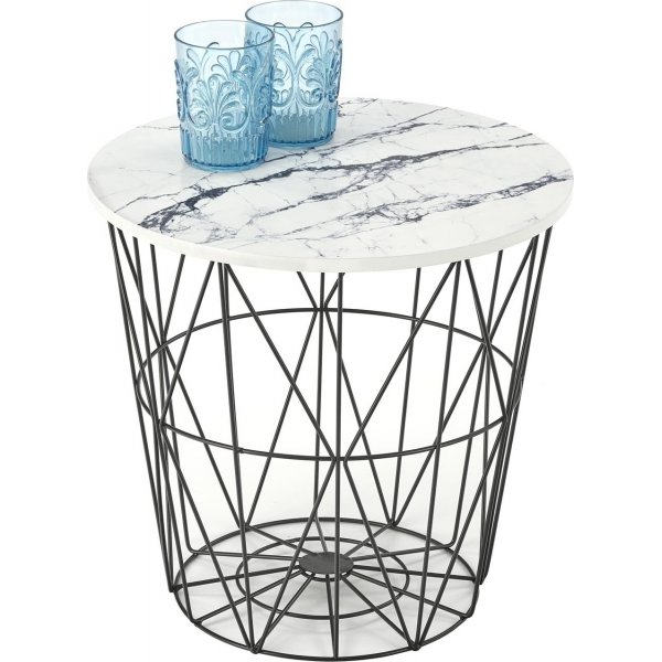 Harissa sohvapöytä Ø42 cm - Valkoinen marmori/musta Harissa sohvapöytä Ø42 cm - Valkoinen marmori/musta