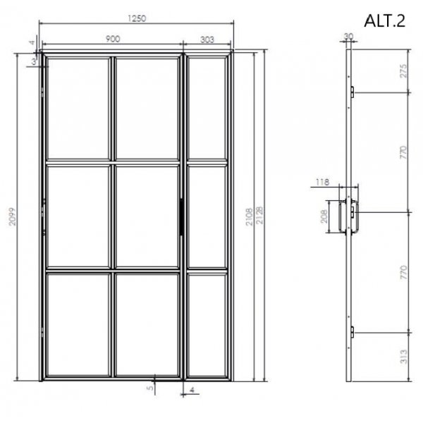 Enkel-teollisuuslasiovi kehyksill� ja kiinte�ll� ikkunalla - Valinnainen koko