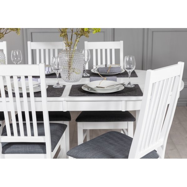 Valkoinen tuoli harmaalla istuimella - Gåsö Valkoinen tuoli harmaalla istuimella - Gåsö