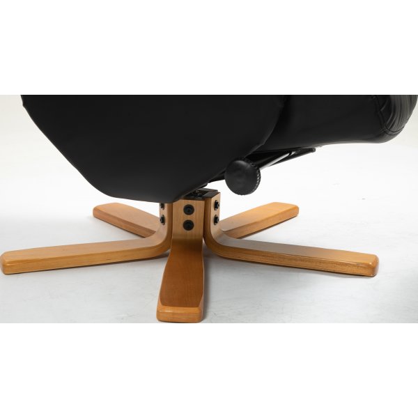 Duva lepotuoli rahiolla mustaa PU:ta ja ruskeat jalat Duva lepotuoli rahiolla mustaa PU:ta ja ruskeat jalat