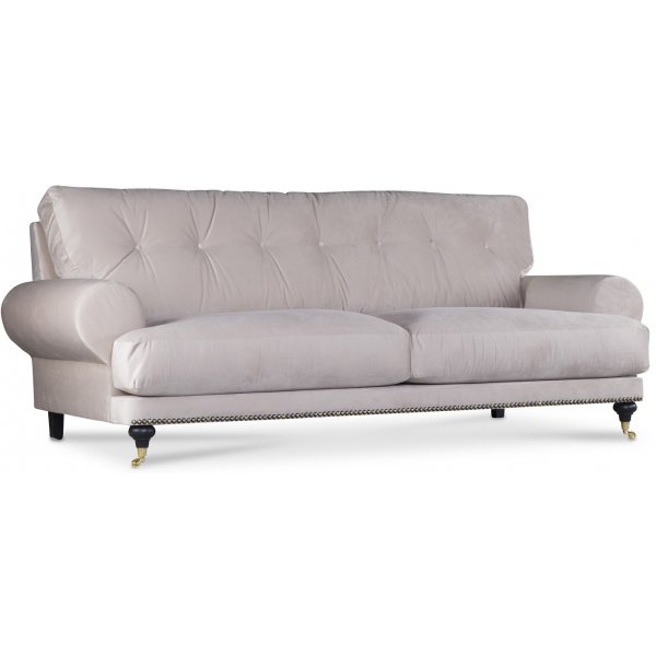 Kolmen istuttava sohva Andrew Deco - Beige sametti Kolmen istuttava sohva Andrew Deco - Beige sametti