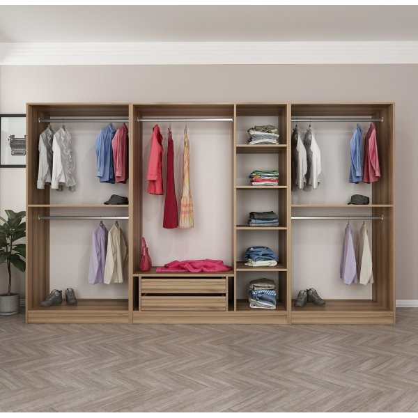 Cavolo vaatekaappi 315x52x210 cm, variantti A - ruskea Cavolo vaatekaappi 315x52x210 cm, variantti A - ruskea