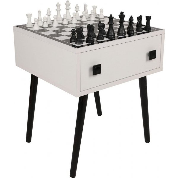 Shakkishakkipöytä 50 x 50 cm - Valkoinen/musta Shakkishakkipöytä 50 x 50 cm - Valkoinen/musta