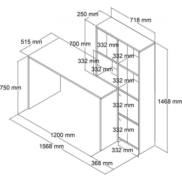 Hiljaisuuspöytä 156,8 x 51,5 cm, oikea - Tammi Hiljaisuuspöytä 156,8 x 51,5 cm, oikea - Tammi