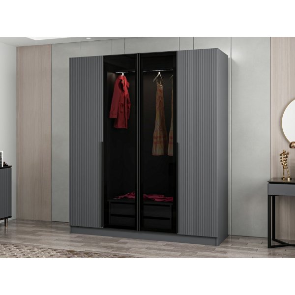 Cikani vaatekaappi 180x52x210 cm - Antrasiitti/savu