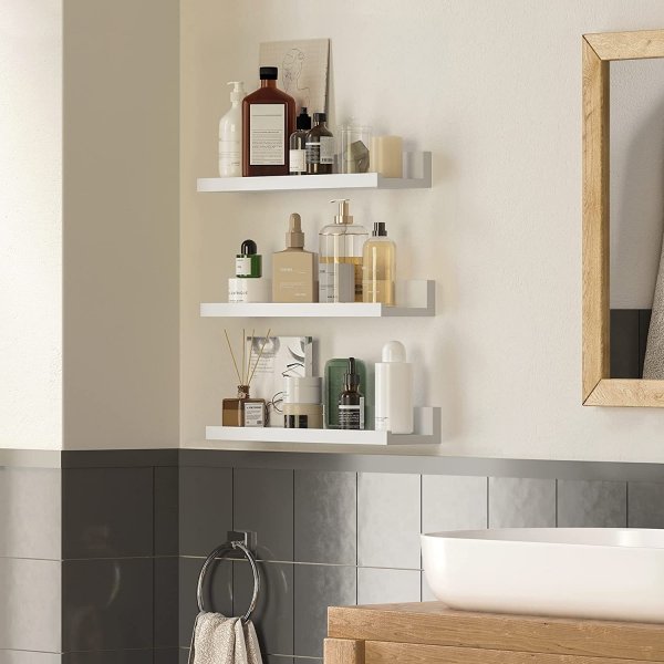 Suwon seinhylly 38 cm, 3 kpl - Valkoinen