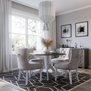 Victoria ruokailuryhmä, pyöreä ruokapöytä Ø120 cm ja 4 Tuva-tuolia Cleopatra - White/Brunbet + 4.00 x Lautasliinarenkaat Victoria ruokailuryhmä, pyöreä ruokapöytä Ø120 cm ja 4 Tuva-tuolia Cleopatra - White/Brunbet + 4.00 x Lautasliinarenkaat