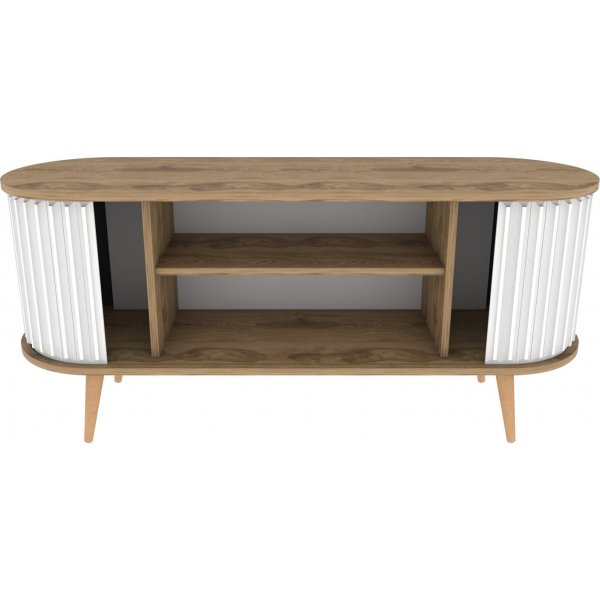 Myrskyinen mediapenkki - tammi/valkoinen