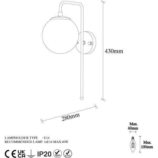 Viran seinvalaisin 10925 - Vintage/valkoinen