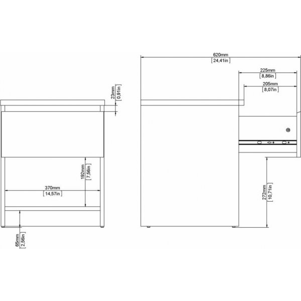 Naia yöpöytä 1 - Betoni/valkoinen Naia yöpöytä 1 - Betoni/valkoinen
