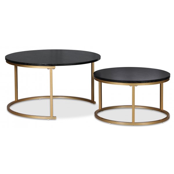 Solano sivupöytä Ø80/60 cm - Mustaksi petsattu saarni / Messinki Solano sivupöytä Ø80/60 cm - Mustaksi petsattu saarni / Messinki