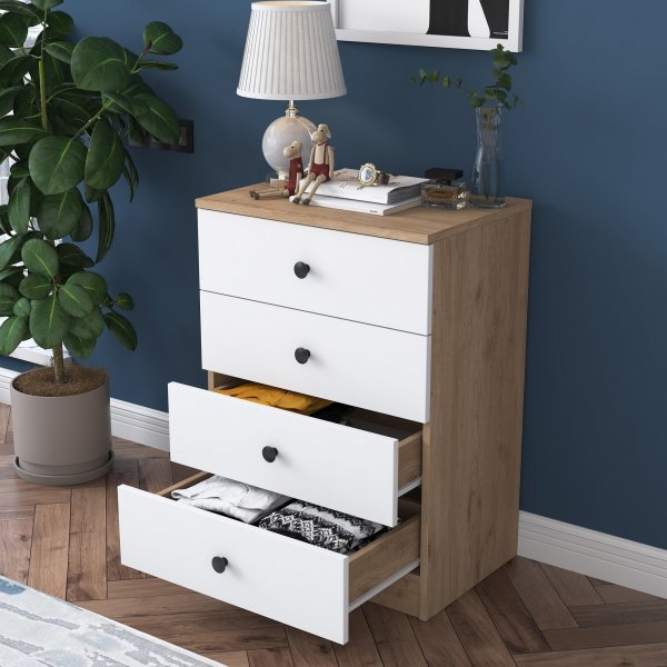 Muodikas lipasto L: 60 cm - Pähkinä/valkoinen Muodikas lipasto L: 60 cm - Pähkinä/valkoinen