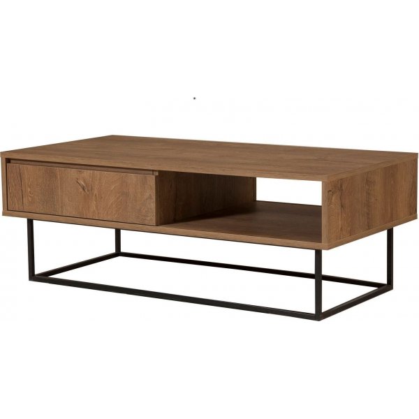 Sohvap�yt� Dale laatikolla, p�hkin�puu / musta - 120x60 cm + Huonekalujen jalat