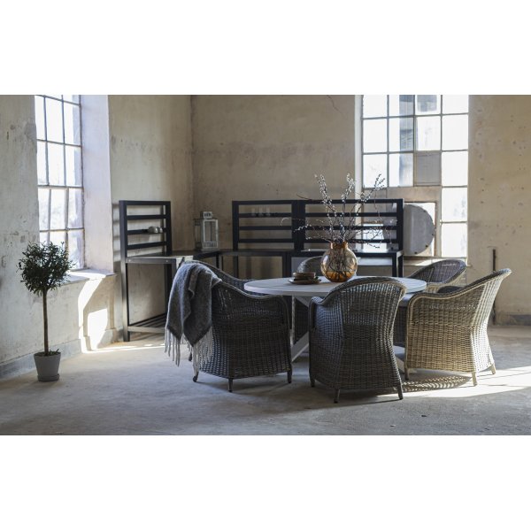 Tammisaaren pyöreä ruokapöytä Ø150 - Valkoinen/harmaa polywood Tammisaaren pyöreä ruokapöytä Ø150 - Valkoinen/harmaa polywood