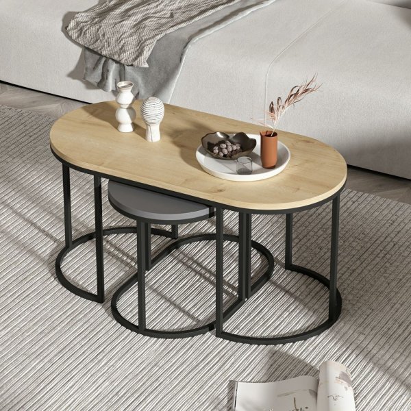 Dena-pöytä 35/90 x 30/45 cm - Tammi/antrasiitti Dena-pöytä 35/90 x 30/45 cm - Tammi/antrasiitti