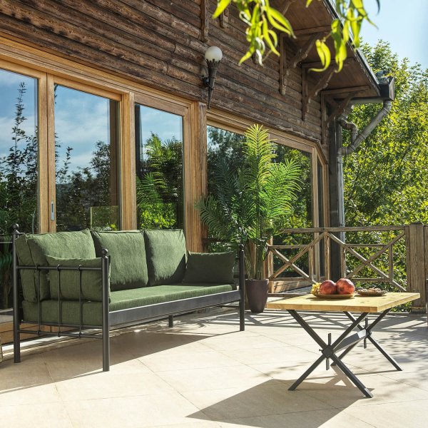 Lalas 3-istuttava ulkosohva - Musta/vihreä + Huonekalujen tekstiilien hoito Lalas 3-istuttava ulkosohva - Musta/vihreä + Huonekalujen tekstiilien hoito