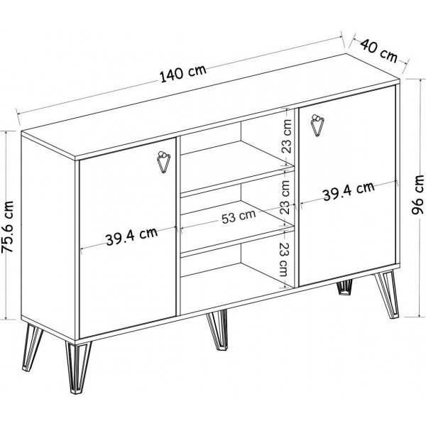Tammi senkki - tammi/valkoinen Tammi senkki - tammi/valkoinen