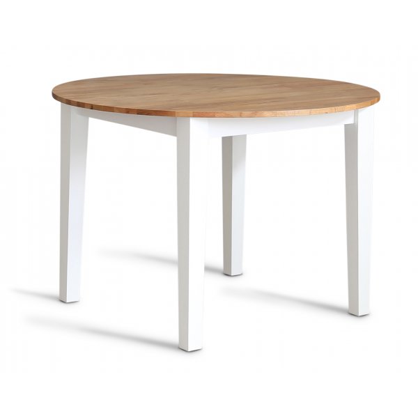 Ruokailuryhmä: Pyöreä pöytä tammi/valkoinen ja 4 punaista rottinkituolia + 3.00 x Huonekalujen jalat Ruokailuryhmä: Pyöreä pöytä tammi/valkoinen ja 4 punaista rottinkituolia + 3.00 x Huonekalujen jalat