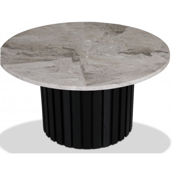 Sumo Sohvapöytä marmoria Ø85 - Musta petsa / harmaa-beige marmori Sumo Sohvapöytä marmoria Ø85 - Musta petsa / harmaa-beige marmori