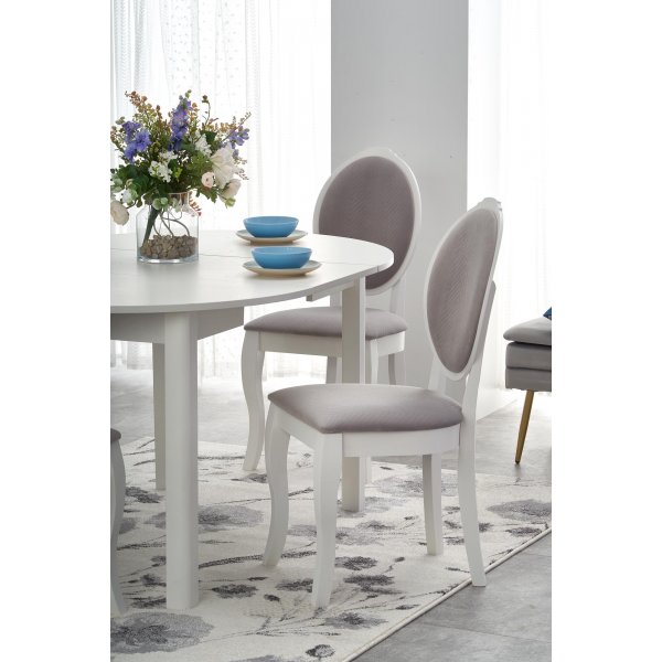 Ruokapyt valkoinen, jatkettava, 102-142 cm + Huonekalujen jalat