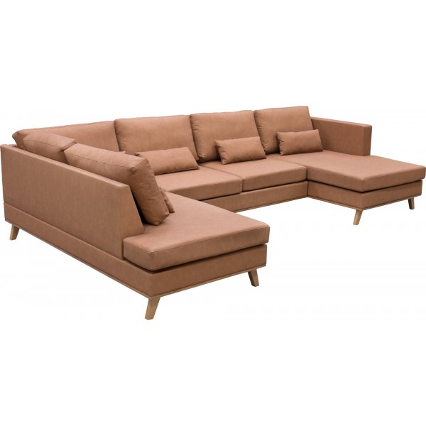 Ranger U-sohva, vasen avoin pty - Konjakinvrinen nahka